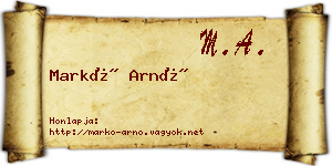 Markó Arnó névjegykártya